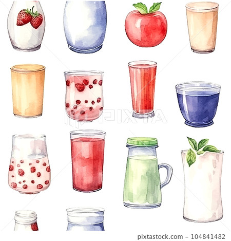Milk pattern watercolor, great design for any purposes. Cheese Organic food. Fresh healthy food. Fabric print. Vector seamless template. 104841482