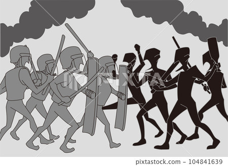 Armed police clash with protesters 104841639