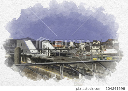 廣島縣東廣島市水彩風格的JR西條站 廣島縣東廣島市水彩風格的JR西條站 104841696