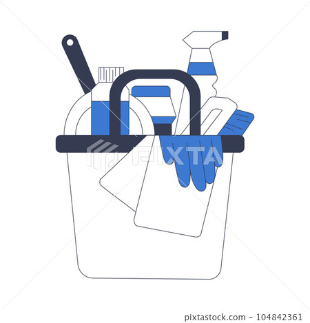 Cleaning Service and Cleanup Supplies with Bucket and Detergent Vector Illustration Cleaning Service and Cleanup Supplies with Bucket and Detergent Vector Illustration 104842361