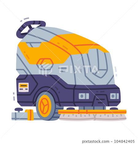 Floor Scrubbing Machine as Cleaning Equipment and Professional Housekeeping Device Vector Illustration 104842405
