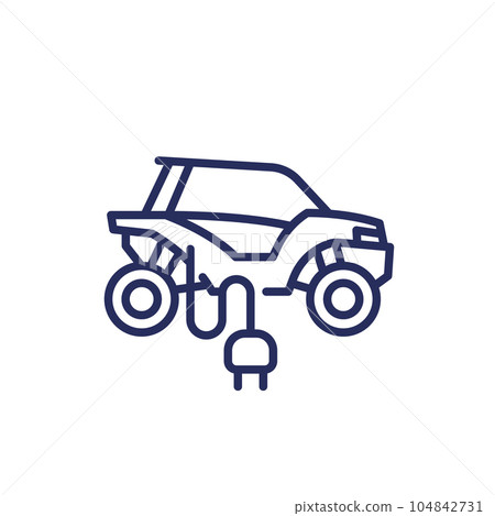 electric UTV line icon, SxS, Side-by-side vehicle 104842731