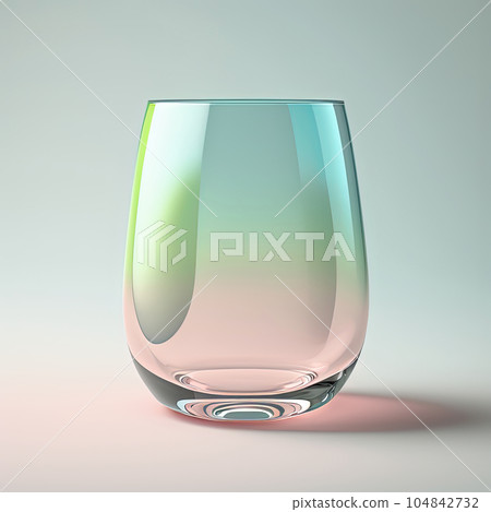 One empty glass. Pastel colors, gradient design. Product photography. Generative AI 104842732