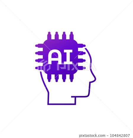AI technology icon, Artificial Intelligence vector 104842807