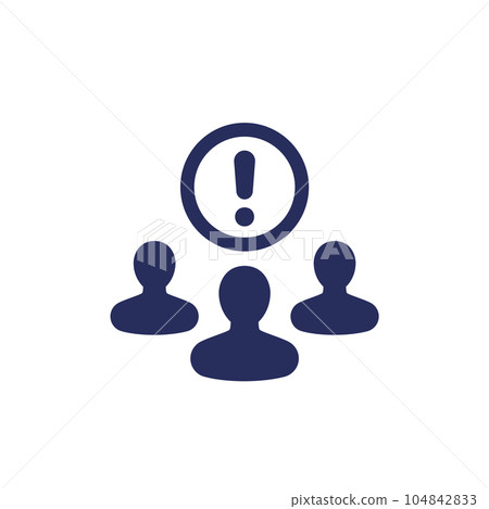 people with exclamation mark icon on white people with exclamation mark icon on white 104842833