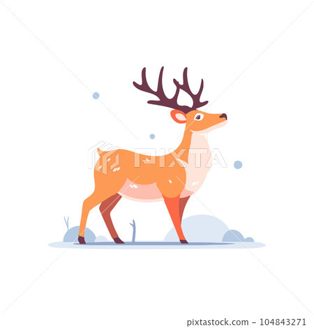 christmas reindeer in flat style isolated on background christmas reindeer in flat style isolated on background 104843271
