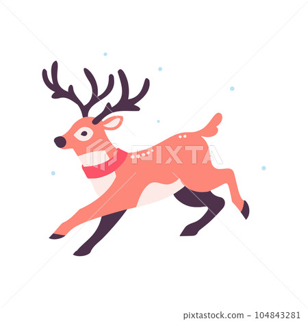 christmas reindeer in flat style isolated on background christmas reindeer in flat style isolated on background 104843281