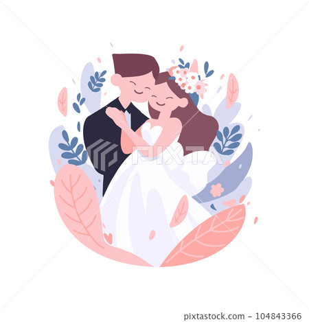 couple with lovely wedding in flat style isolated on background couple with lovely wedding in flat style isolated on background 104843366