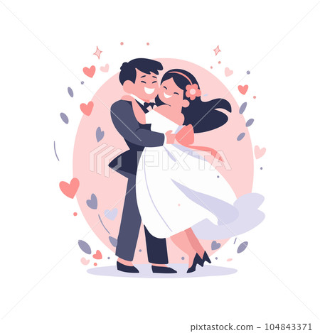 couple with lovely wedding in flat style isolated on background couple with lovely wedding in flat style isolated on background 104843371