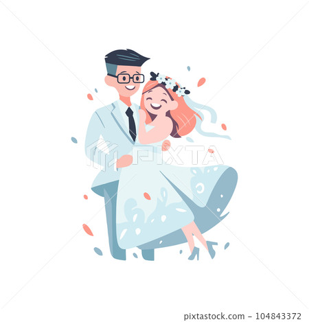 couple with lovely wedding in flat style isolated on background couple with lovely wedding in flat style isolated on background 104843372