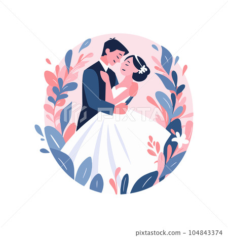 couple with lovely wedding in flat style isolated on background couple with lovely wedding in flat style isolated on background 104843374