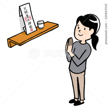 一個把手放在祭壇上的女人 一個把手放在祭壇上的女人 104843545