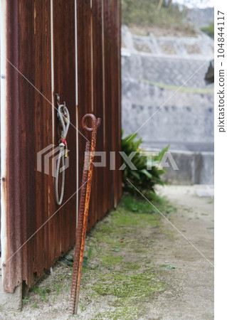 Tin warehouse and rope fence Tin warehouse and rope fence 104844117