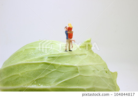 a fun of figure hug and stand together on Cabbage a fun of figure hug and stand together on Cabbage 104844817