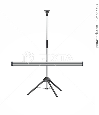 Blank realistic tripod portable projection screen. Isolated on white background. Vector 104845595