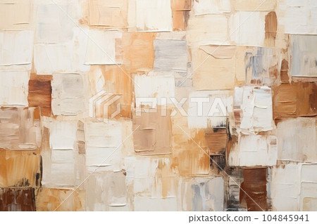 油畫設計與調色板刀方塊-秋季抽象背景橫幅）棕色、灰色和白色。 AI生成圖像 104845941