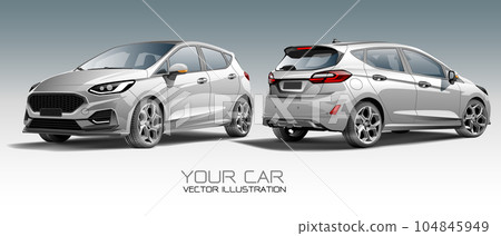 City car grey metallic front and back 3D design modern vector City car grey metallic front and back 3D design modern vector 104845949