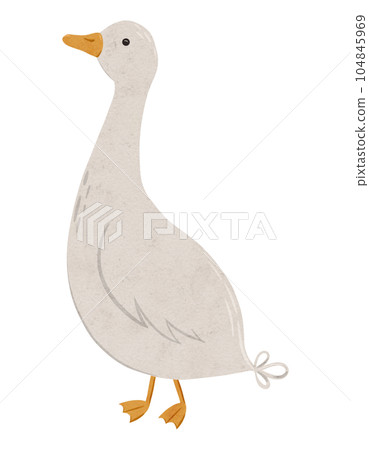 Cute goose. Digital hand drawn illustration with little farm animal bird for textile design, education, baby shower, children prints. Drawing of character in cartoon style on isolated background Cute goose. Digital hand drawn illustration with little farm animal bird for textile design, education, baby shower, children prints. Drawing of character in cartoon style on isolated background 104845969