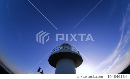 Looking up at the lighthouse and the morning sky, super wide angle, 230707am 104846184