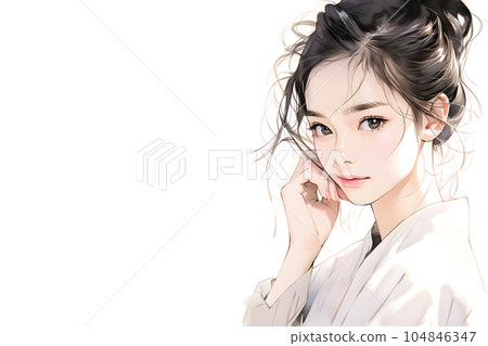 梳著頭髮的姐姐水彩畫(AI生成) 梳著頭髮的姐姐水彩畫(AI生成) 104846347