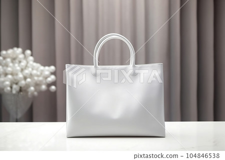 A mock-up of a white cloth bag is on the table A mock-up of a white cloth bag is on the table 104846538