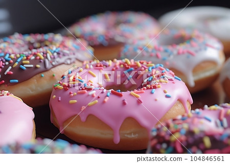 Donuts with frosting close-up Donuts with frosting close-up 104846561
