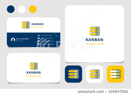 Kanban logo design with editable slogan. Branding book and business card template. Kanban logo design with editable slogan. Branding book and business card template. 104847080