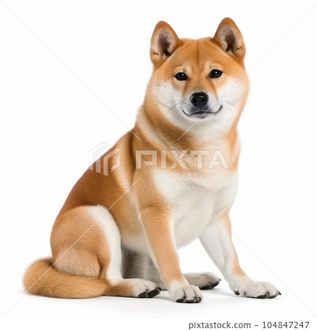 Shiba inu close up portrait isolated on white background. Cute pet, loyal friend, good companion, 104847247