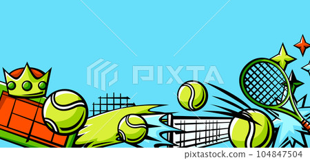 Background with tennis items. Sport club illustration. 104847504