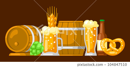Card with beer objects. Beer festival or Oktoberfest. 104847510