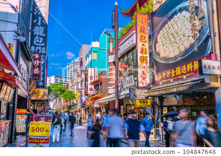 Tokyo cityscape in Japan Crowded Yokohama Chinatown / Chinatown Boulevard (progressing liberation from masks) = June 13 Tokyo cityscape in Japan Crowded Yokohama Chinatown / Chinatown Boulevard (progressing liberation from masks) = June 13 104847648