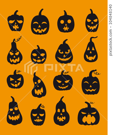 Different silhouettes of pumpkins for Halloween. Different silhouettes of pumpkins for Halloween. 104848140