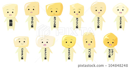 Cute saturated fatty acid character material set butyric acid caproic acid caprylic acid capric acid lauric acid Cute saturated fatty acid character material set butyric acid caproic acid caprylic acid capric acid lauric acid 104848248