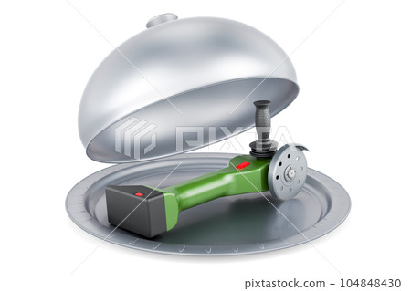 Restaurant cloche with disc grinder, 3D rendering 104848430