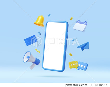 3d Phone with business management app. 3d Phone with business management app. 104848564