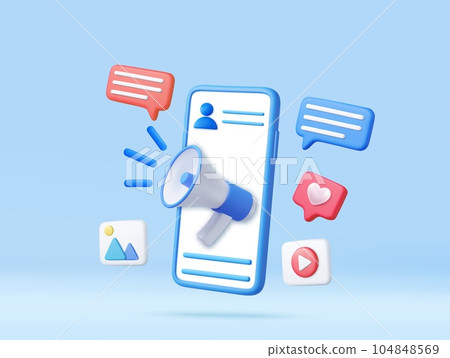 3d megaphone speaker or loudspeaker bullhorn 3d megaphone speaker or loudspeaker bullhorn 104848569