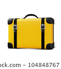 3D luggage, vacation icon. Yellow vintage suitcase for holiday, tourism, travel 104848767