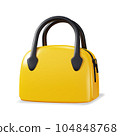 Yellow woman fashion handbag with black handles. 3d Vector realistic illustration 104848768
