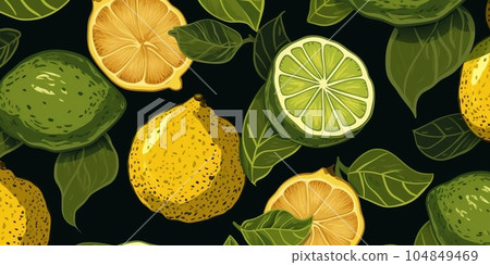 Fresh Organic Ugli Fruit Cartoon Horizontal Background Illustration. Healthy Vegetarian Diet. Ai Generated Drawning Background Illustration with Delicious Juicy Ugli Fruit. 104849469