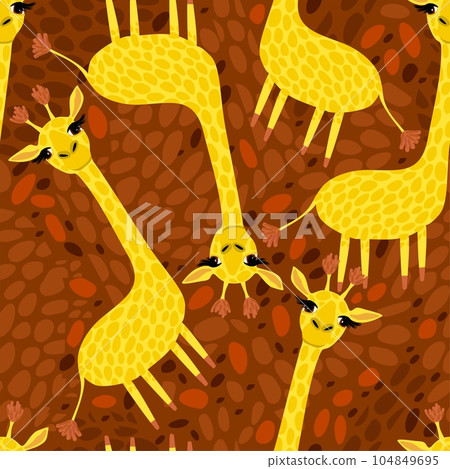 Vector cute seamless pattern with giraffes. 104849695