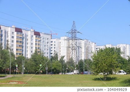 Landscape with a river, trees in the urban landscape park Yuzhnoye Butovo, Moscow, June 2023. Landscape with a river, trees in the urban landscape park Yuzhnoye Butovo, Moscow, June 2023. 104849929