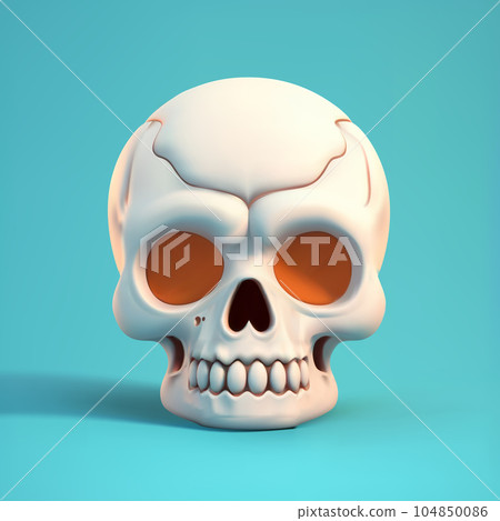 3D cute cartoon skull. Vector Illustration 104850086