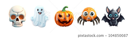 Halloween 3D spooky elements. Vector Illustration EPS10 104850087