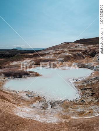 Namafjall Hverir, Geothermal Area In The Myvatn District, Iceland, Europe. Colorful volcanic area. Namafjall Hverir, Geothermal Area In The Myvatn District, Iceland, Europe. Colorful volcanic area. 104850802