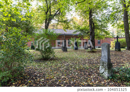 View of famous Old North Cemetery of Munich, Germany with historic gravestones. View of famous Old North Cemetery of Munich, Germany with historic gravestones. 104851325