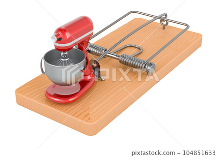 Stand mixer inside mousetrap. 3D rendering 104851633