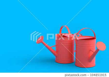 Set of watering cans on monochrome background. Set of watering cans on monochrome background. 104851915