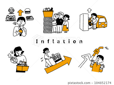 價格上漲，通貨膨脹人物插圖集 104852174