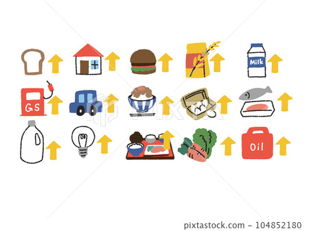 Illustration set of soaring prices due to inflation 104852180