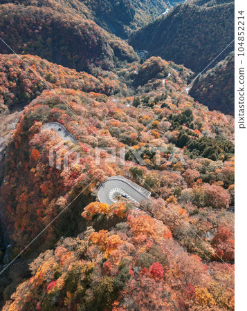 "Tochigi Prefecture" Aerial photography of autumn leaves in Nikko with a drone "Tochigi Prefecture" Aerial photography of autumn leaves in Nikko with a drone 104852214